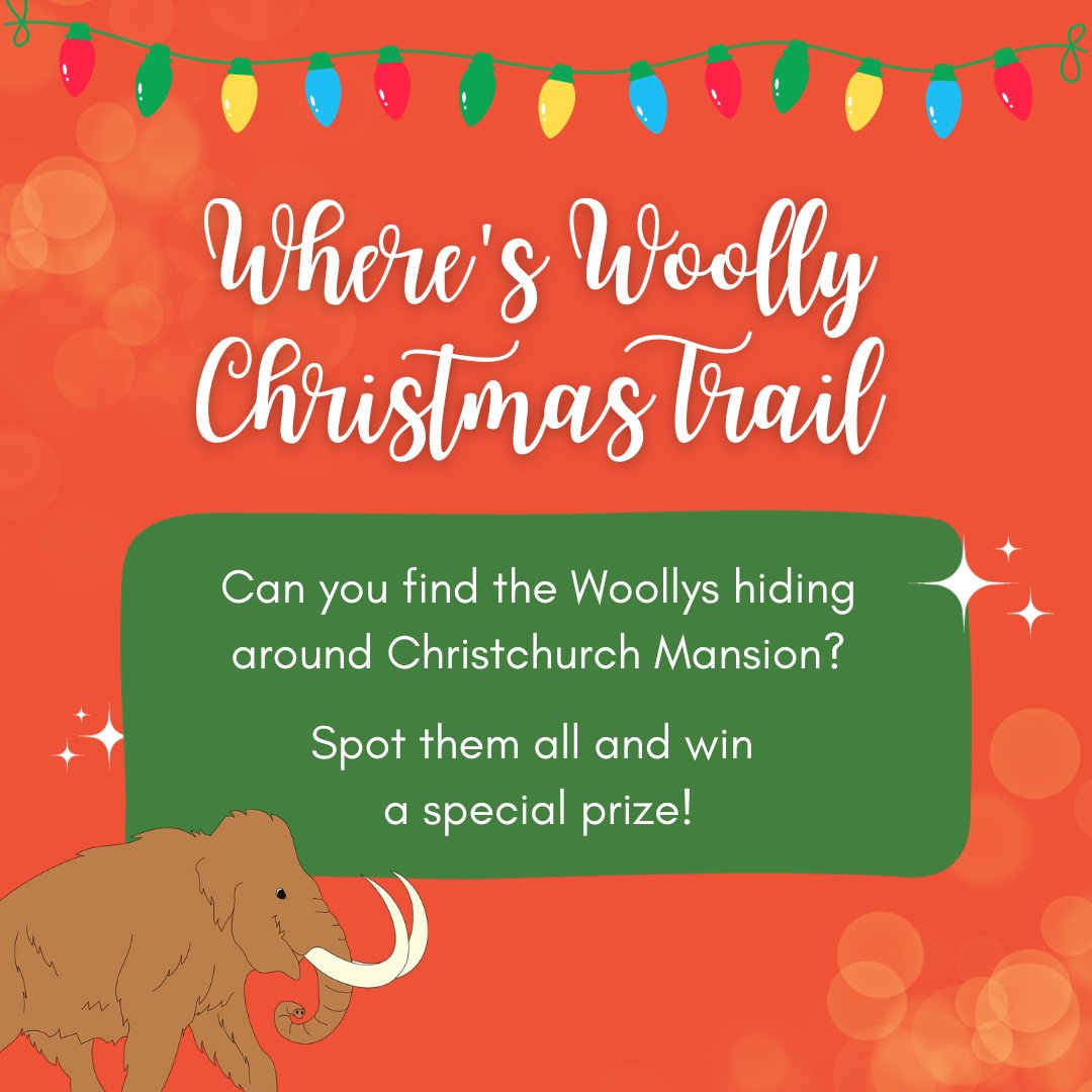 Our Where's Woolly Christmas Trail will be available from 1 December! 🦣 Explore Christchurch Mansion & see if you can spot all the Woollys. Find them all & win a special prize! 🎁  

Trails cost £5 & can be collected from the gift shop. 

Find out more: ipswich.cimuseums.org.uk/events/christm…