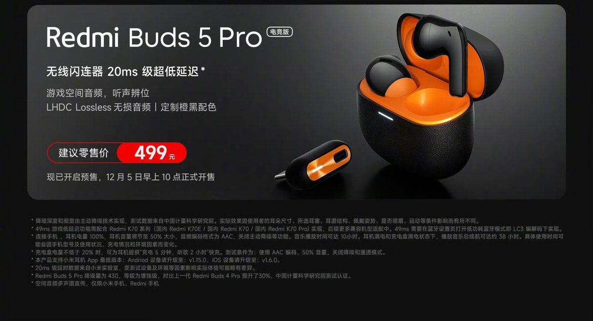 Xiaomi Redmi Buds 5 Pro eSports edition goes on sale