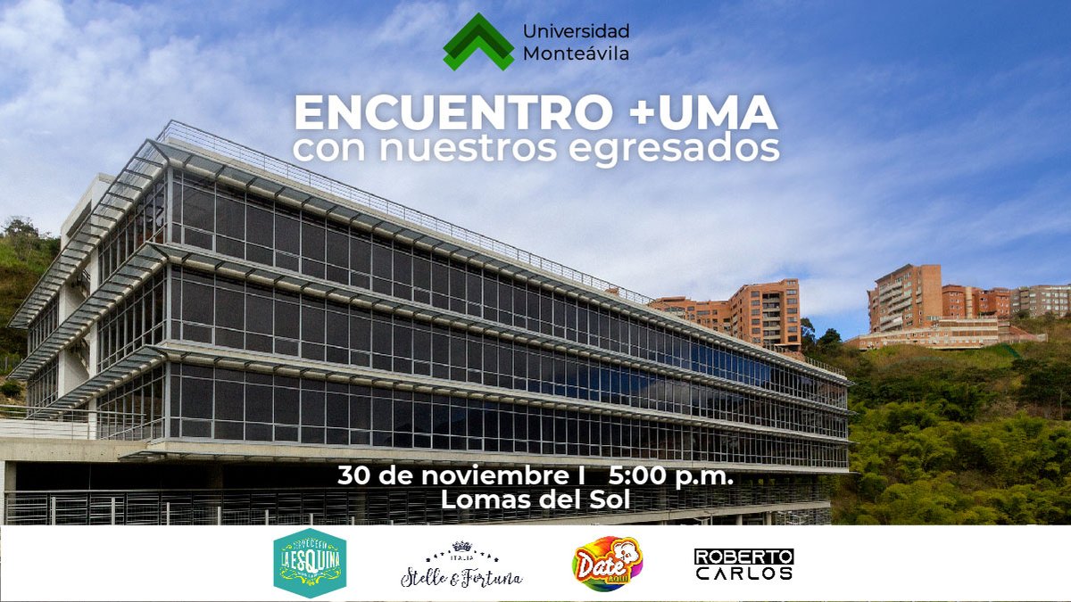 Este 30 de noviembre tendremos un encuentro +UMA con nuestros egresados.

⏰: 5:00 p.m.
📍: Avenida Principal, urbanización Lomas del Sol. El Hatillo.

¡La UMA son sus egresados!