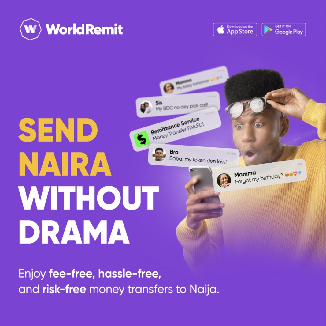 Need to send Naira back home? No wahala, we’ve got you! Enjoy our hassle-free money transfers to Nigeria today. Download the WorldRemit app today: worldremit.com/en/mobile-apps