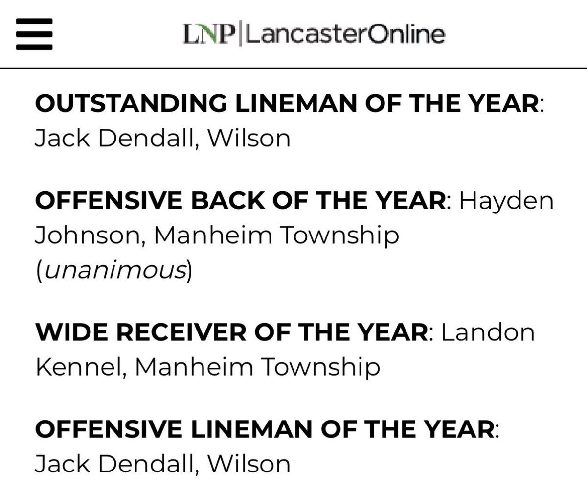 Jack Dendall (@dendall_jack) on Twitter photo Honored to be recognized as the LL Outstanding lineman of the year and Offensive lineman of the year <a href="/ddstokes124/">Darryl Daniel</a> <a href="/WilsonBulldogs/">Wilson Bulldogs Football</a> <a href="/PaFootballNews/">Pennsylvania Football News</a> Honored to be recognized as the LL Outstanding lineman of the year and Offensive lineman of the year <a href="/ddstokes124/">Darryl Daniel</a> <a href="/WilsonBulldogs/">Wilson Bulldogs Football</a> <a href="/PaFootballNews/">Pennsylvania Football News</a>
