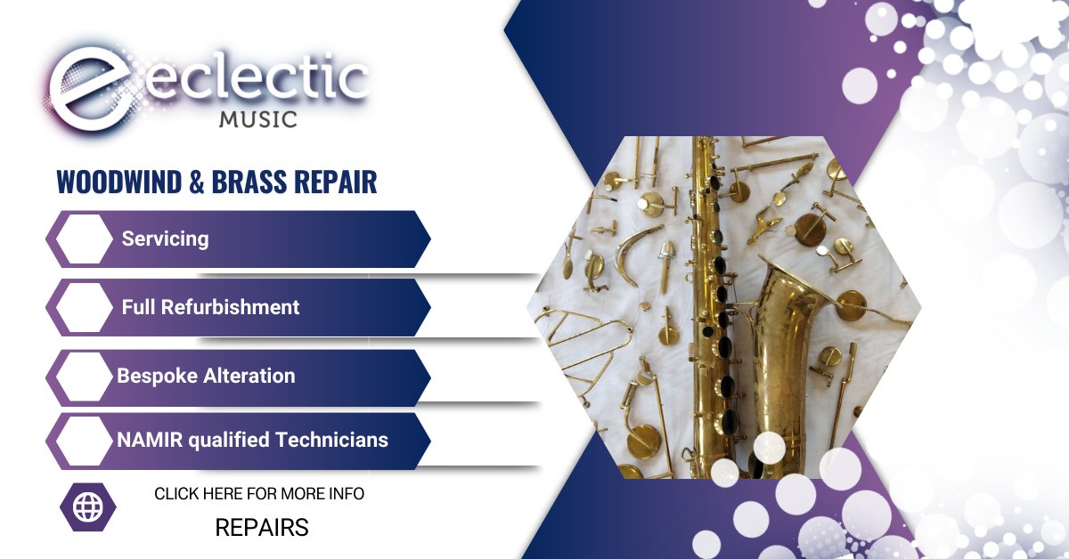 we are available for a wide range of repairs and servicing for all of your woodwind and brass needs. Speak to us today for advice or to book in a consultation. Fill out a contact form on our website- eclecticmusic.co.uk or call us on 935735