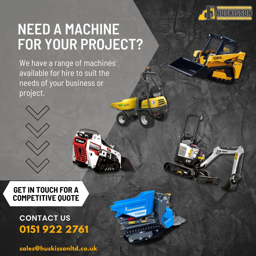 We have a range of compact machines available for hire to suit the needs of all gardening, landscaping and construction projects. Call us on 0151 922 2761 or send us a message on sales@huskissonltd.co.uk for more information. #gehl #bobcat #manitou #skidsteerloader #excavator