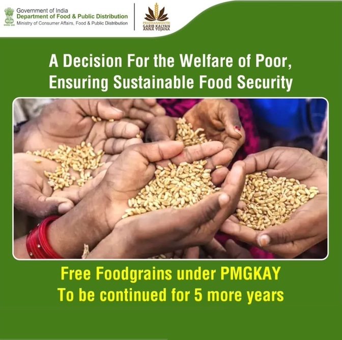 Landmark move for food and nutrition security: The government plans to allocate around ₹11.80 lakh crore over the next five years for food subsidies through the Pradhan Mantri Garib Kalyan Anna Yojana #PMGKAY
#CabinetDecisions