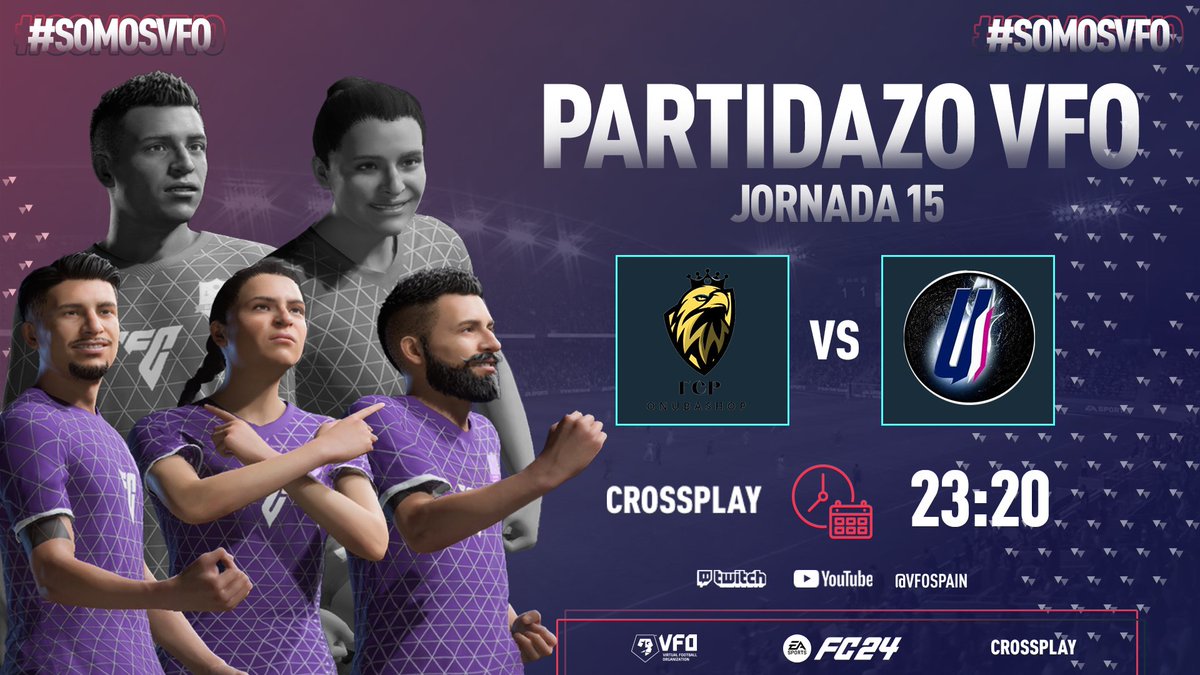 VFO España (@vfospain) on Twitter photo 💻#PartidazoVFO
⏰23:00
⚔️@CDV_eSports 🆚<a href="/CDT_ProClubs/">CD Tenerife Esports 🏴🎮</a>
⏰23:20
⚔️<a href="/eSportsFCP/">FCP eSports 🦅</a> 🆚@UltraInstinct_8
🟣twitch.tv/VFOspain
🔴youtube.com/@vfospain
🎙️<a href="/SeeergioGM/">Sergio González</a> <a href="/Mati_Bernstein/">Mati Bernstein 🎙</a> <a href="/MiguelMelladoM1/">Michel Mellado</a> 💻#PartidazoVFO
⏰23:00
⚔️@CDV_eSports 🆚<a href="/CDT_ProClubs/">CD Tenerife Esports 🏴🎮</a>
⏰23:20
⚔️<a href="/eSportsFCP/">FCP eSports 🦅</a> 🆚@UltraInstinct_8
🟣twitch.tv/VFOspain
🔴youtube.com/@vfospain
🎙️<a href="/SeeergioGM/">Sergio González</a> <a href="/Mati_Bernstein/">Mati Bernstein 🎙</a> <a href="/MiguelMelladoM1/">Michel Mellado</a>
