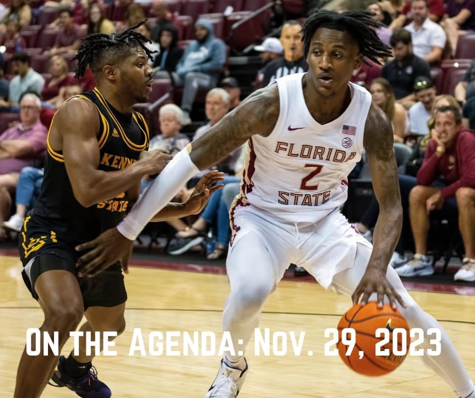 ON THE AGENDA: Nov. 29, 2023 Florida State hoops returns to the hardwood this evening! Men's basketball vs. Georgia, 9:15 p.m. ET (ACC/SEC Challenge, ACC Network)