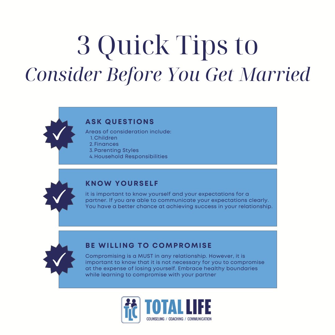 TotalLife's tweet image. Marriage is a significant commitment founded on love, respect, and shared values. Consider these aspects before you make this commitment!

#marriage #married #marry #partner #couple #engaged #engagement #love #relationship #partner
