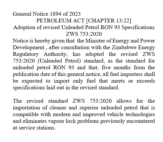 Alert!! Amendment of the Petroleum Act

ZERA would like to raise to the attention of its stakeholders the Amendment to the Petroleum Act as gazetted in General Notice 1894 of 2023.