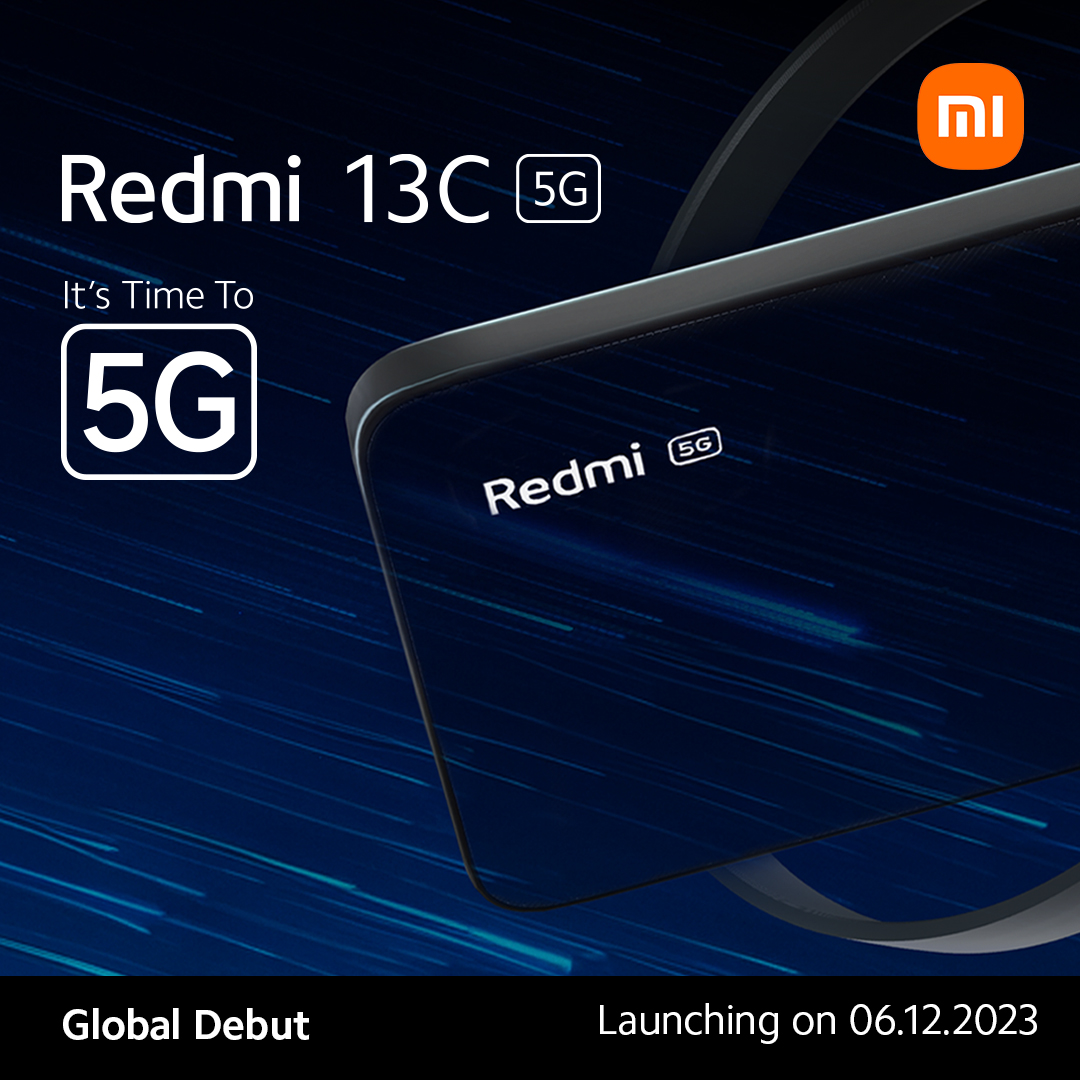 #ItsTimeTo5G! Brace yourself for the grand #GlobalDebut of the #Redmi13C 5G that stands out with its unique design. Elevate your style with the extraordinary. Launching on 6th December 2023. Get notified: bit.ly/Redmi_13C_5G