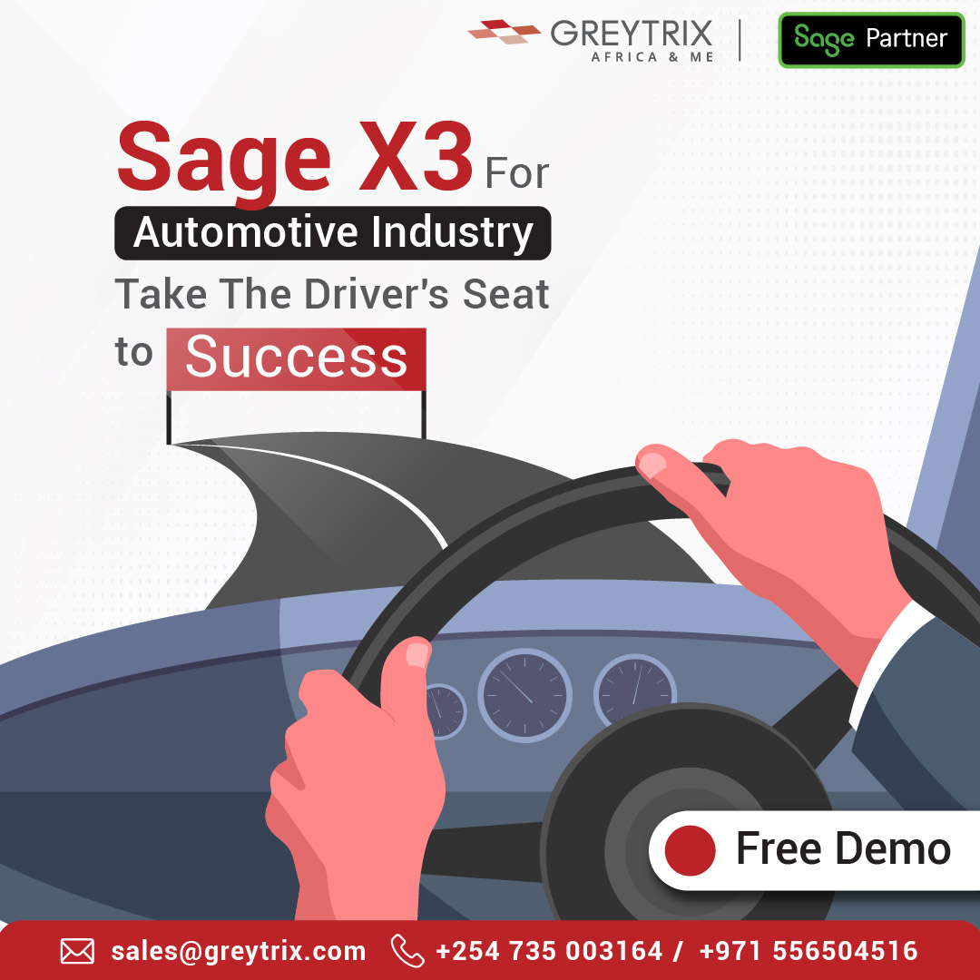 Fuel your business growth with #SageX3, designed for the auto industry.

Book A Demo - greytrix.com/africa/product…

#AutoIndustrySolution #Business #AutomotiveERP #GreytrixAME #B2B #AutomotiveIndustry #Africa #Kenya #ERP