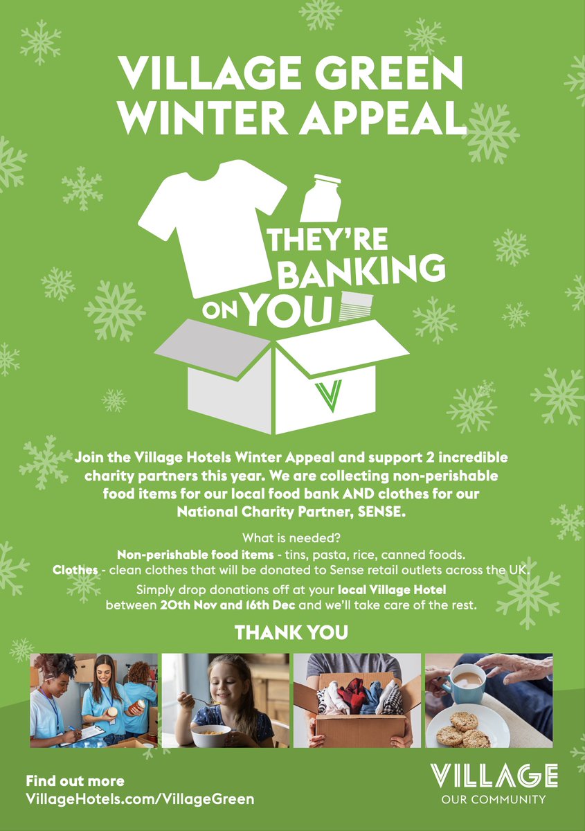 prime_four's tweet photo. Can you help with the Village Hotel winter appeal?  Drop off at The Village Hotel, Prime Four Business Park, Kingswells. https://t.co/c7L4uZImw7