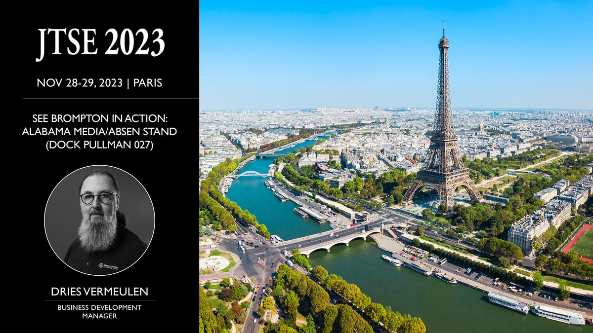 Catch Dries Vermeulen, our Business Development Manager for Continental Europe, at JTSE in Paris. At 11am Thursday he’ll be on the panel discussing “LED Screens: Ecosystems, Technologies and Perspectives”. 

#BromptonTechnology #JTSE2023 #Paris #Absen #AlabamaMedia
