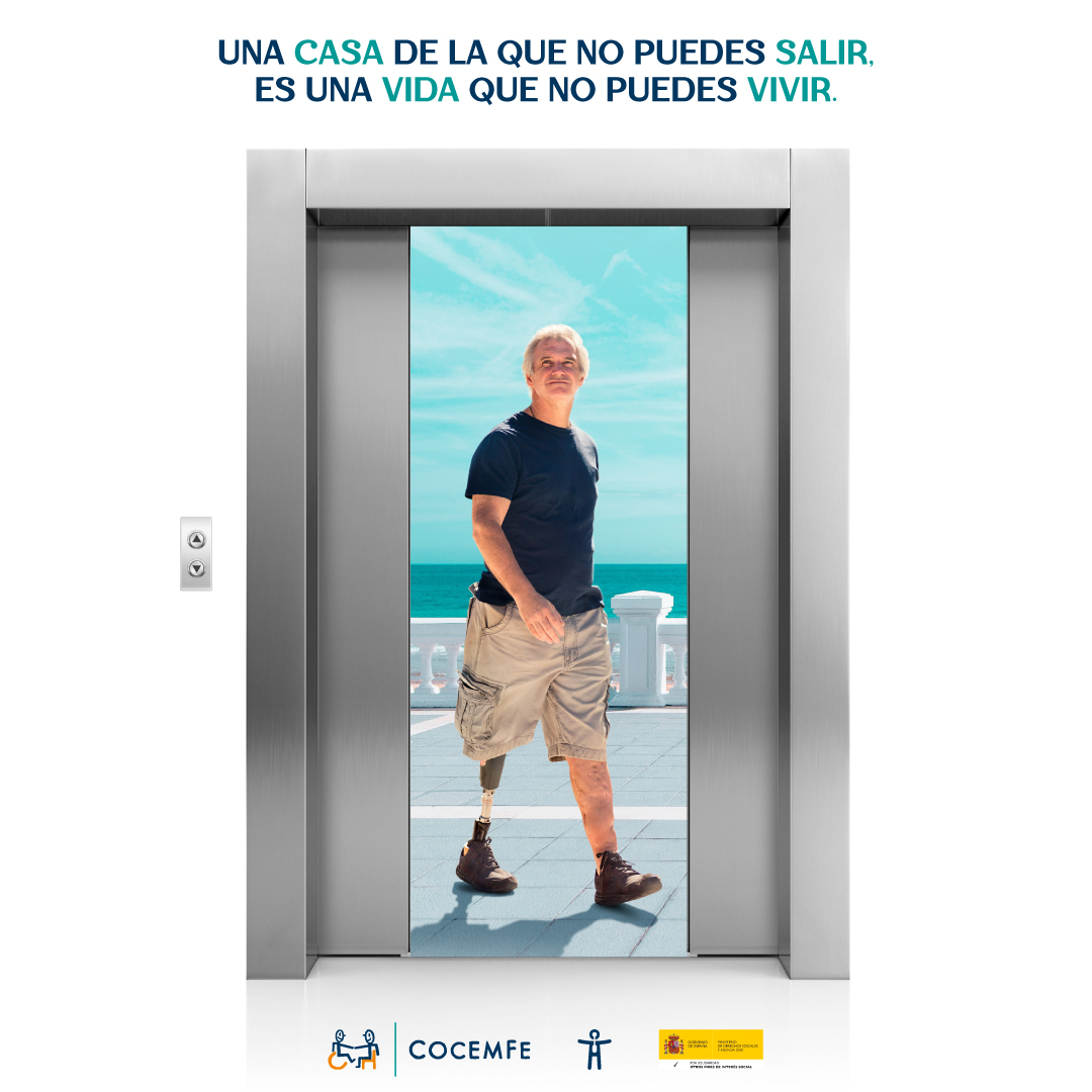 Hay quienes no pueden tener una vida independiente llena de planes por la falta de accesibilidad en sus edificios. 🤯 Exige reformar la Ley de propiedad horizontal para que las personas con discapacidad también disfruten de una #UnaCasaDeLaQuePoderSalir 🛗
