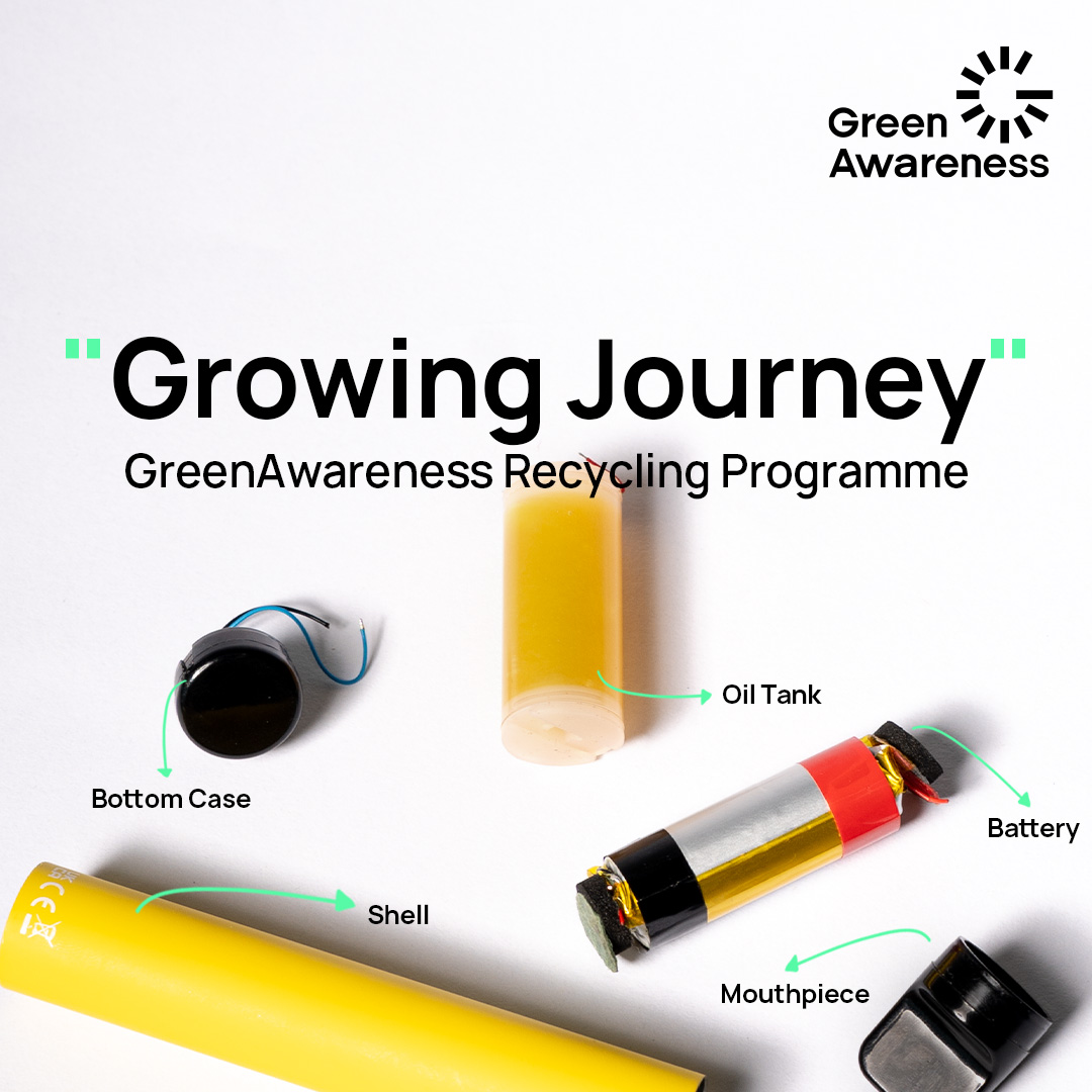GAW recycling initiative, focuses on single-use vape recycling and raises public awareness about the responsible disposal of single-use vapes.
#Greenawareness #GrowingJourney #Recycle #Sustainability #GAW