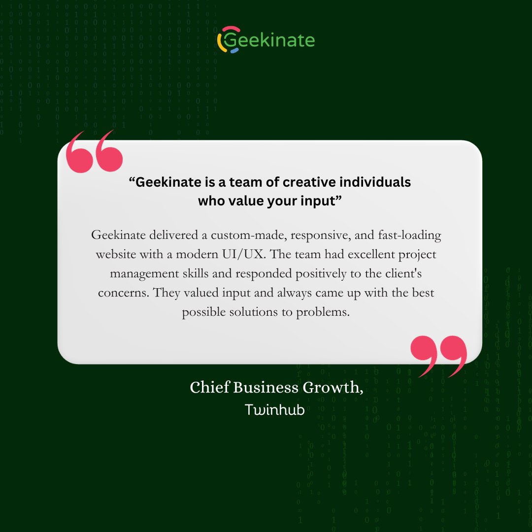 geekinate's tweet photo. Client success stories make our day! 🤩

Geekinate turns visions into digital reality with a fast, responsive, and modern UI/UX website.🤓

Shoutout to our amazing team for stellar project management. 🙌 https://t.co/RZYDvtJdOf