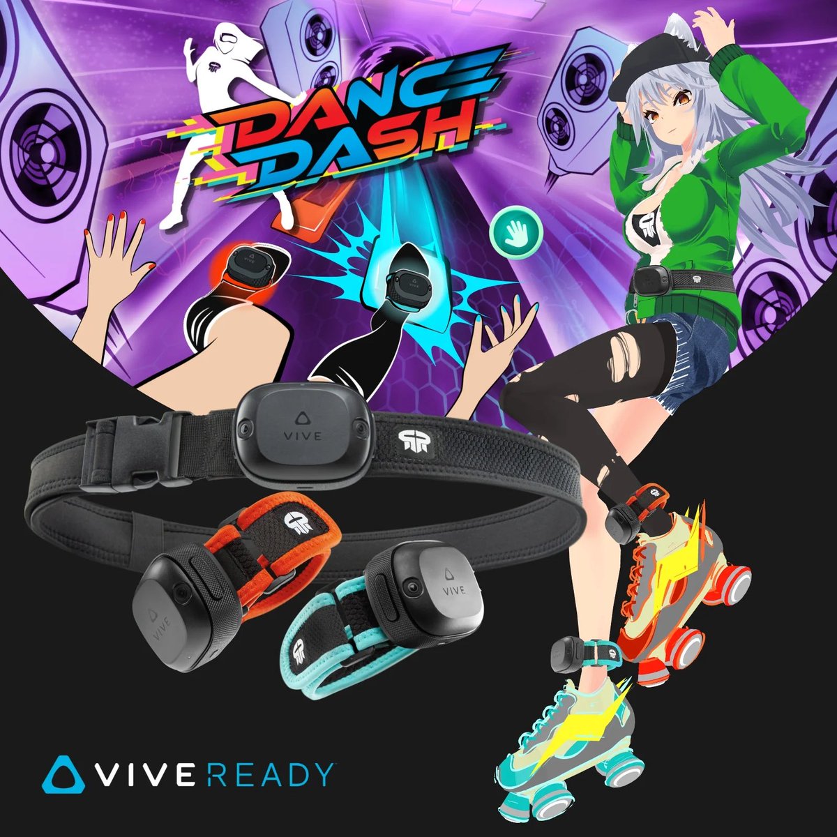 VIVE Ultimate Tracker 3 + 1 Kit available now on vive.com including Trackstraps + Dance Dash Game Key! #VIVEUltimateTracker #DanceDash #FullBodyTracking