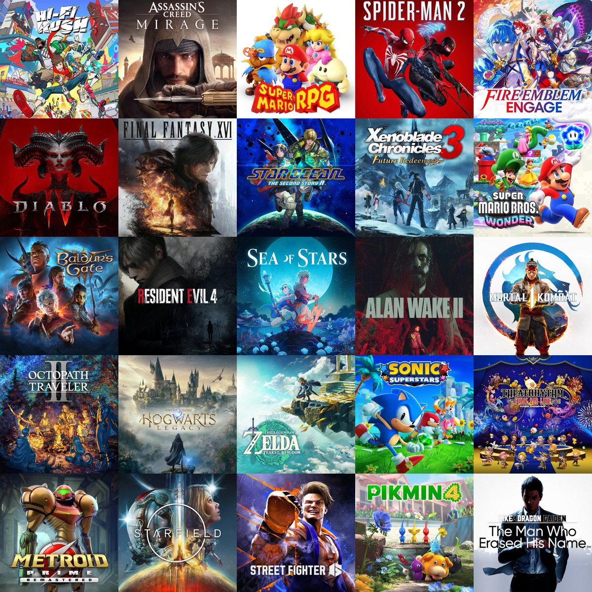 b4j0y's tweet photo. À mes yeux peu importe qui sera le GOTY.

Je retiendrai de 2023 qu’elle fut une année riches en sorties, beaucoup de choix et pour tous les goûts.

J’oublie certainement des jeux ci-dessous, mais cette année a été folle et nous aura permis de vivre de belles aventures 🤩 https://t.co/TGTK1b7Vxj