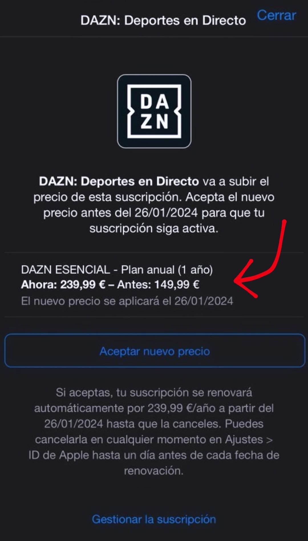 dazn vuelve a subir los precios +no se podia saber