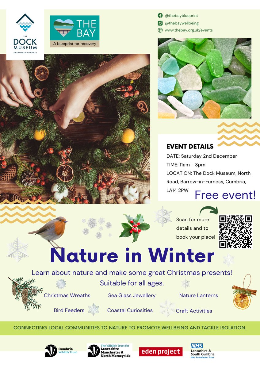 Dock Museum (@dockmuseum) on Twitter photo Morning folks, our next free event is on this Saturday, "Nature in Winter" with our friends from <a href="/thebaywellbeing/">The Bay: A Blueprint for Recovery</a> it is suitable for all ages. <a href="/WandFCouncil/">Westmorland and Furness Council</a> <a href="/HeritageFundNOR/">The National Lottery Heritage Fund North</a> <a href="/BrilliantBarrow/">BrilliantBarrow</a> <a href="/WandFCThrivComm/">Westmorland & Furness Housing-Thriving Communities</a> Morning folks, our next free event is on this Saturday, "Nature in Winter" with our friends from <a href="/thebaywellbeing/">The Bay: A Blueprint for Recovery</a> it is suitable for all ages. <a href="/WandFCouncil/">Westmorland and Furness Council</a> <a href="/HeritageFundNOR/">The National Lottery Heritage Fund North</a> <a href="/BrilliantBarrow/">BrilliantBarrow</a> <a href="/WandFCThrivComm/">Westmorland & Furness Housing-Thriving Communities</a>