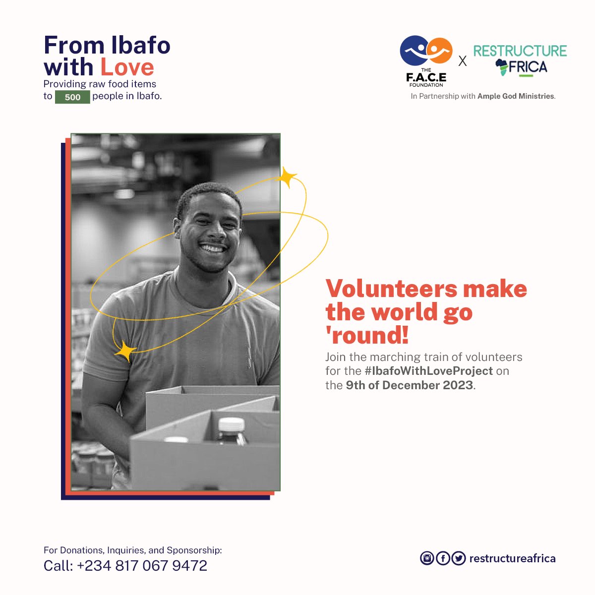 RestructureA's tweet image. 💫 Volunteers make the world go &apos;round! Join the marching train of volunteers for the #IbafoWithLoveProject on the 9th of December 2023. 

#VolunteerwithRA #VolunteerSpirit #FromIbafowithLove #RestructureAfrica #DecemberOutreach #Spreadinglove