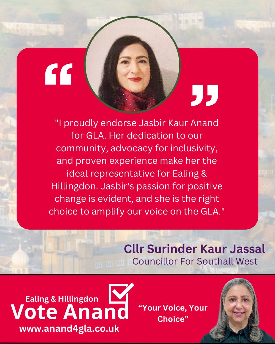 Grateful for the endorsement from Cllr Surinder Jassal.🌹 Your support fuels our commitment to to a stronger, more connected Ealing & Hillingdon. Together, let's champion a more inclusive and prosperous future. #AnandForGLA anand4gla.co.uk