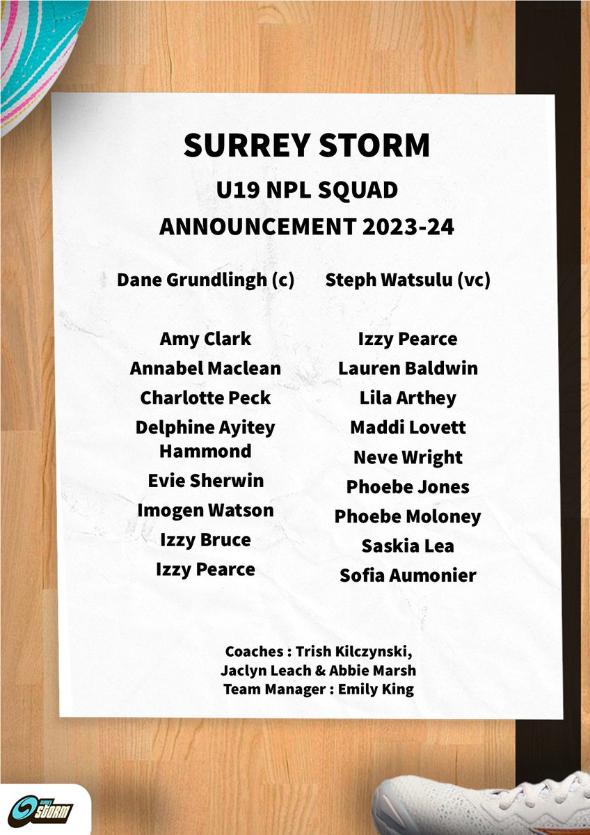 Absolutely thrilled to share our U19 NPL Academy squad for the 2023-24 season - can't wait to get these girls on court for opening weekend! #StormRises #proud #aStormisComing #GameDay