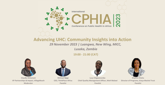 Don't miss today's #CPHIA2023 event! Reimagining more resilient primary health care systems starts today. Learn more at our @CPHIA_AfricaCDC side event, “Advancing UHC: Community Insights into Action,” from 19:00 - 21:00 CAT at Luangwa, New Wing. RSVP here bit.ly/3SNgDAS