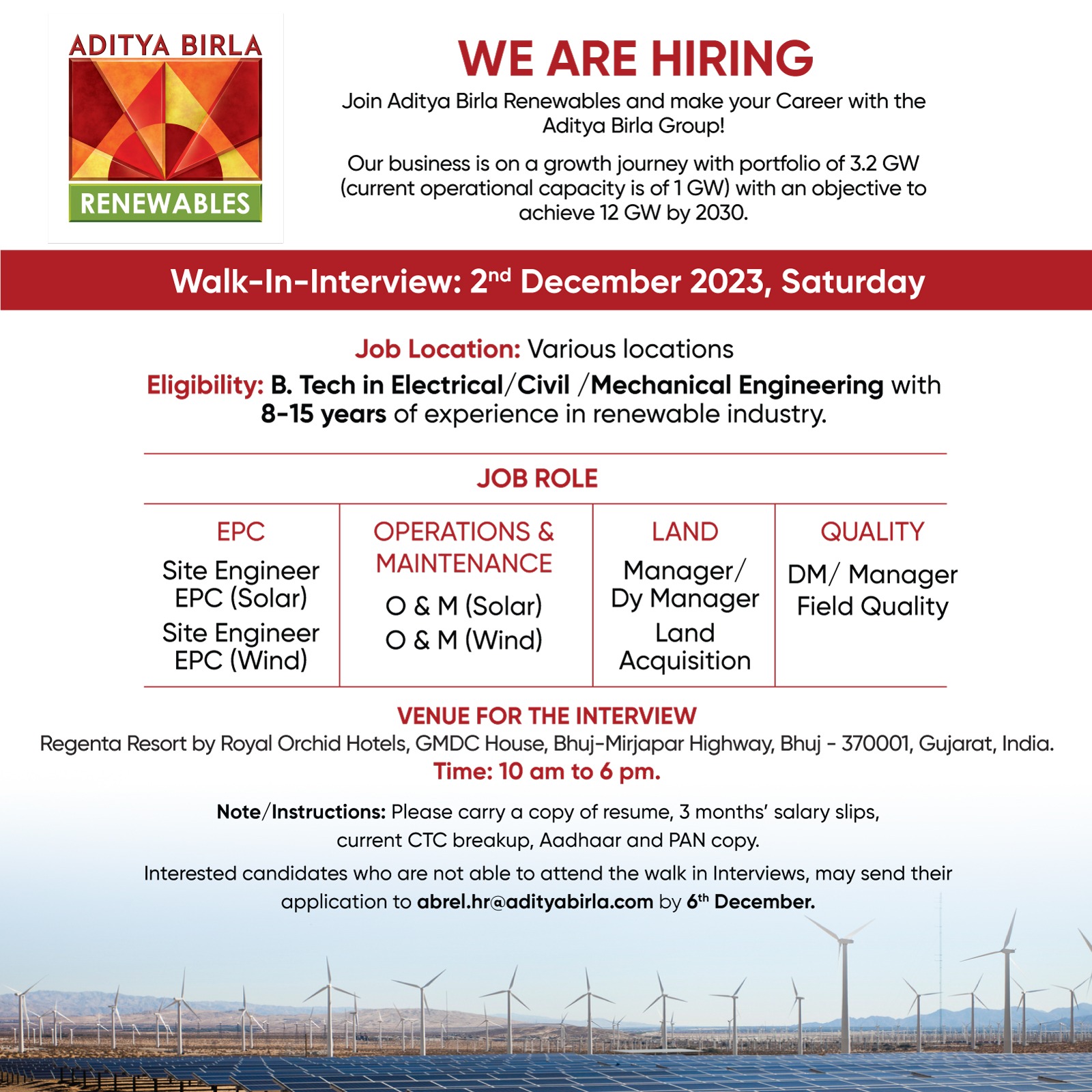 Aditya Birla Renewables on X: &ldquo;Exciting opportunity awaits you 