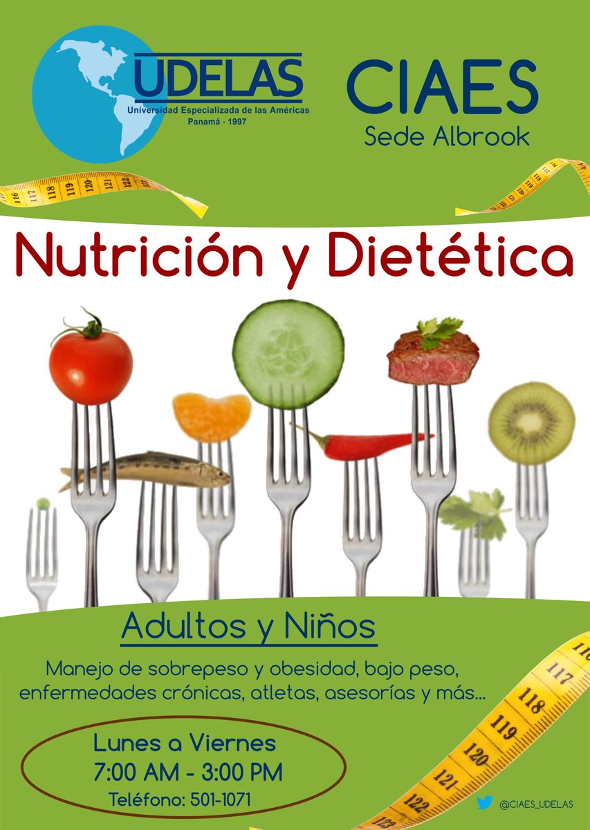 Clínicas de UDELAS (@ciaes_udelas) on Twitter photo Servicio de Nutrición y Dietética para niños y adultos en nuestra clínica en Albrook.
Llámanos al teléfono 501-1072 o envía un correo electrónico a: ciaes.cupos@udelas.ac.pa Servicio de Nutrición y Dietética para niños y adultos en nuestra clínica en Albrook.
Llámanos al teléfono 501-1072 o envía un correo electrónico a: ciaes.cupos@udelas.ac.pa