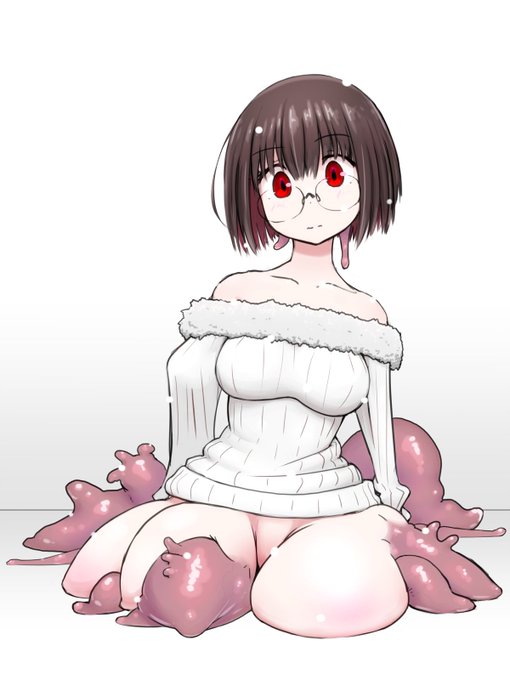 冬っぽいハナちゃん、服とメガネ(度なし)は私が着せました。 #tentaclegirlハナ 