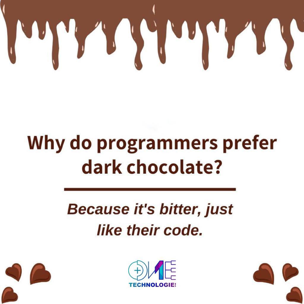 Plusone1tech's tweet photo. what do you prefer? Dark or white chocolate? #Coding #programmer #chocolate https://t.co/PYP5l7G7wX
