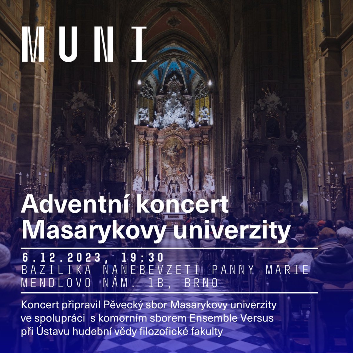 ❄️🎵 Srdečně vás zveme na náš adventní koncert, který se uskuteční ve středu 6. 12. od 19:30 v Bazilice Nanebevzetí Panny Marie​.

Hudební program připravil náš pěvecký sbor ve spolupráci s komorním sborem Ensemble Versus.

Vstup volný. Koncert je určen i pro širokou veřejnost.