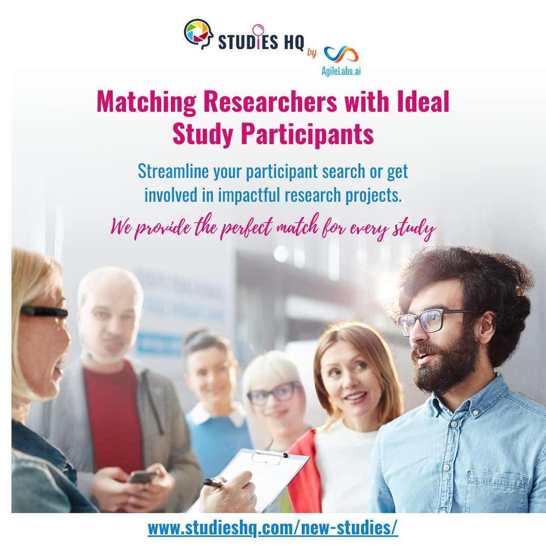 StudiesHQ's tweet image. Matching researchers &amp;amp; ideal participants made it easy! STUDIES HQ specializes in seamless participant pairing. Need specific user insights or want to contribute to groundbreaking research?  #Research #ParticipantMatching #StudiesHQ #AI #ML #TechInsights