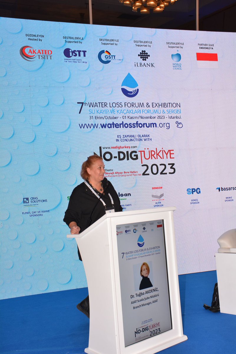 WaterlossForum's tweet photo. ASAT Genel Müdürlüğü Scada Şube Müdürü Dr. Tuğba Özden AKDENİZ, 31 Ekim - 1 Kasım 2023 tarihlerinde İstanbul'da düzenlenen 7. Su Kayıp ve Kaçakları Forumu ve Sergisi'nde 'Su Yönetiminde İyi Uygulama Örnekleri-2' oturumuna konuşmacı olarak katıldı. https://t.co/YAGcPaLRsQ