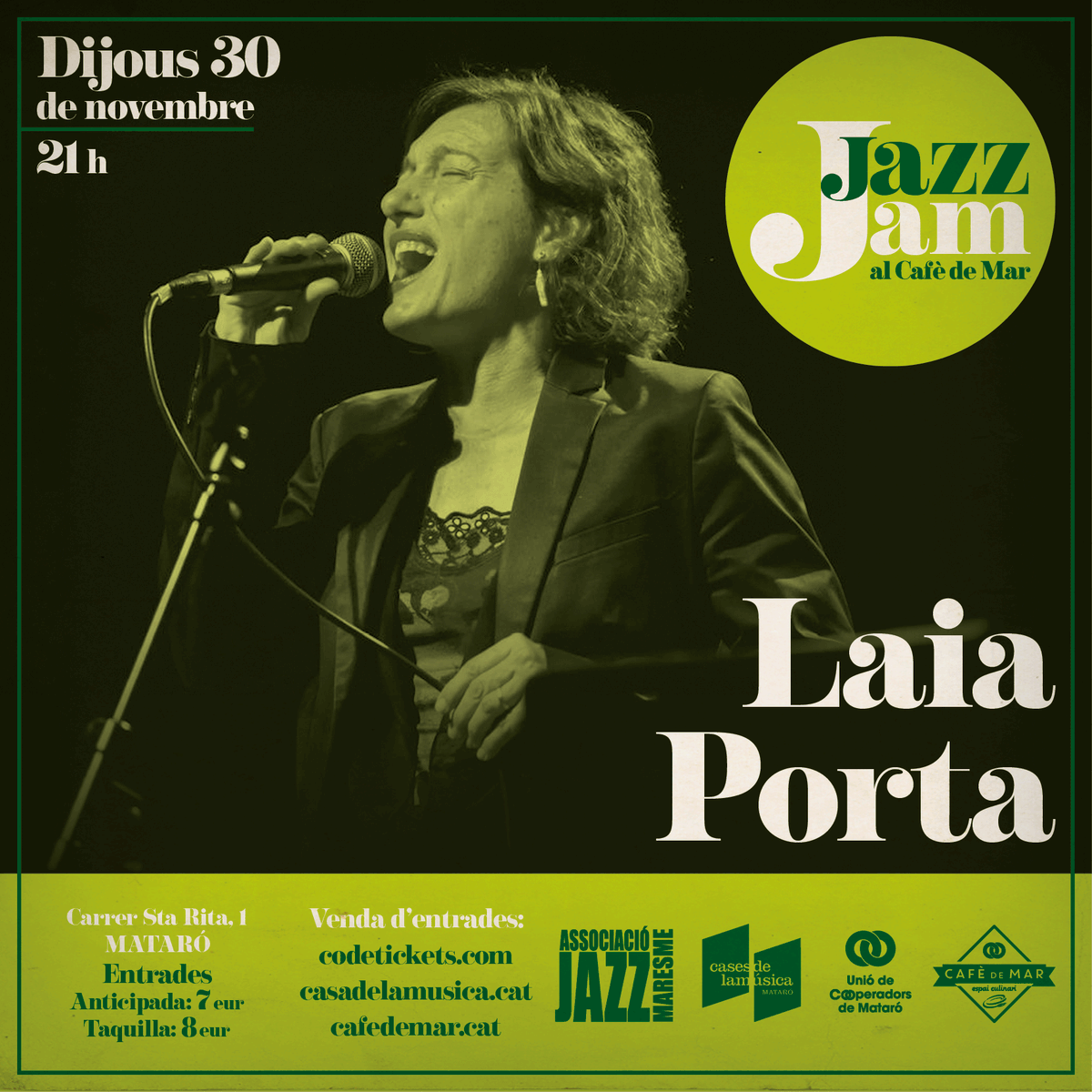 CafedeMarEC's tweet photo. 🎙️ Jazz Jam amb Laia Porta.

🎺 Demà dijous, la cantant Laia Porta serà la convidada en una nova edició de la Jazz Jam al Cafè. El timbre i el color de la veu de Laia Porta ens recorda el de les grans dones de la història del Jazz.

🎟️ Venda d'entrades ➡️ https://t.co/TnNhh6HYJ3 https://t.co/D2RvA1QuQP