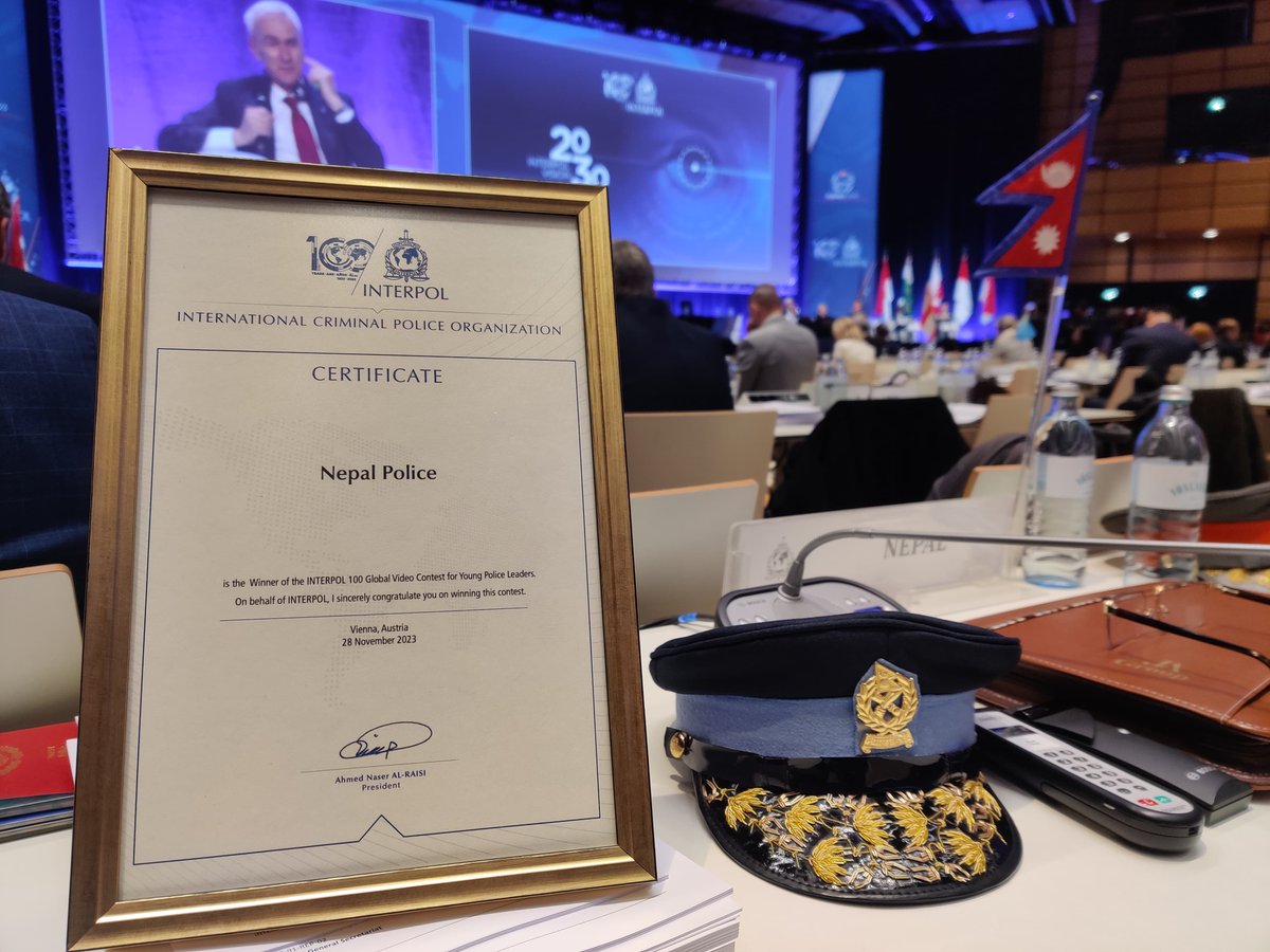 NepalPoliceHQ's tweet image. नेपाल प्रहरीद्वारा निर्मित भविष्यमा हुनसक्ने समस्याहरू समाधान गर्न र दिगो विकासको लक्ष्य प्राप्त गर्न ईन्टरपोलको अहम् भूमिका हुने विषय समेटिएको “Let’s Save the Planet-INTERPOL 100” विषयक सूचनामुलक छोटो भिडियो सर्वोत्कृष्ट हुन सफल । 

#INTERPOLGA #INTERPOL100 #NepalPolice