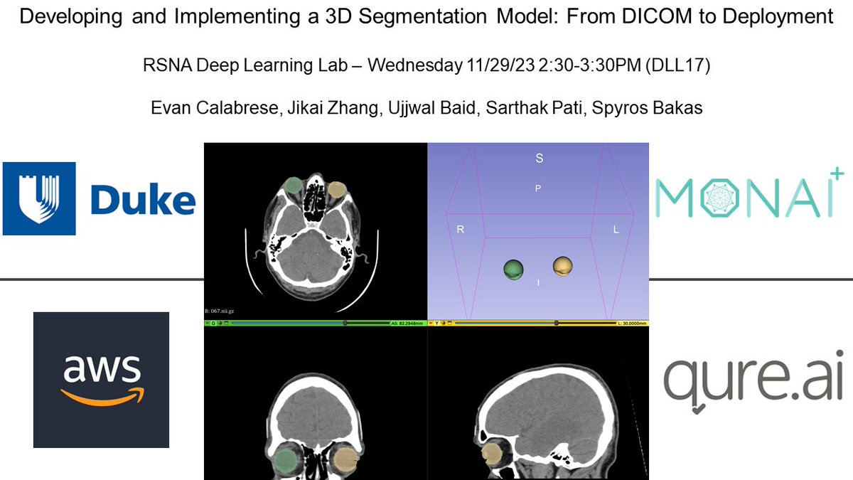 Duke Radiology (@dukeradiology) on Twitter photo Join <a href="/DukeRadiology/">Duke Radiology</a> <a href="/RSNA/">RSNA</a> #RSNA23 Nov 29 2:30 โ 3:30 Evan Calabrese, MD, PhD, <a href="/ecalabr/">Evan Calabrese, MD PhD</a> @sarthakpati <a href="/SpyridonBakas/">Spyridon Bakas</a> <a href="/ujjwalbaid0408/">Ujjwal Baid</a> DLL17D Developing and Implementing a 3D Segmentation Model: From DICOM to Deployment Join <a href="/DukeRadiology/">Duke Radiology</a> <a href="/RSNA/">RSNA</a> #RSNA23 Nov 29 2:30 โ 3:30 Evan Calabrese, MD, PhD, <a href="/ecalabr/">Evan Calabrese, MD PhD</a> @sarthakpati <a href="/SpyridonBakas/">Spyridon Bakas</a> <a href="/ujjwalbaid0408/">Ujjwal Baid</a> DLL17D Developing and Implementing a 3D Segmentation Model: From DICOM to Deployment