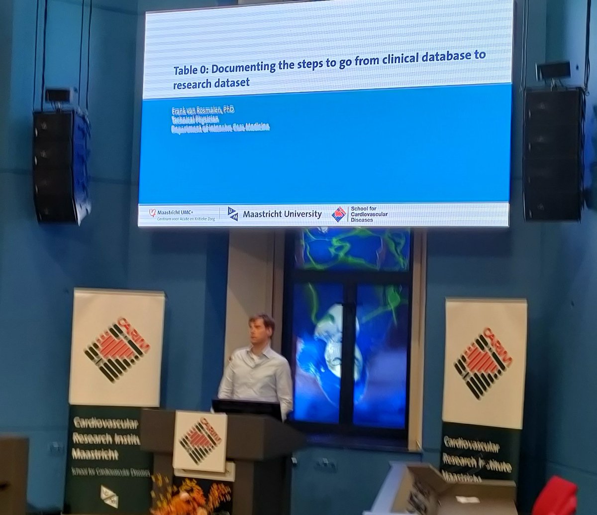 Data0: Frank van Rosmalen describes going from a clinical database to a research database to close session 2 of this exciting #CARIMday23.