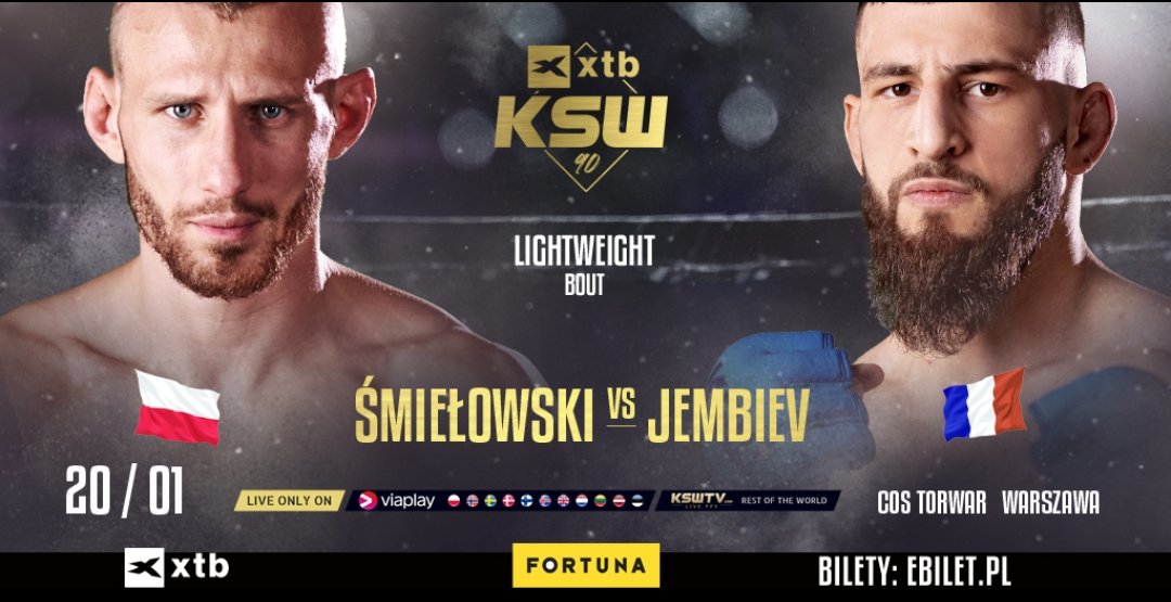 DetectionPoint's tweet image. 🥊🔥 Na styczniowej gali #KSW90 dojdzie do starcia pomiędzy Dawidem Śmiełowskim 🇵🇱 (10-1), a Ramzanem Jembievem 🇫🇷 (5-1). Oby dwaj zawodnicy przechodzą z dywizji piórkowej do lekkiej 
📍- Warszawa 
🏟️ - COS Torwar 
📅 - 20 stycznia