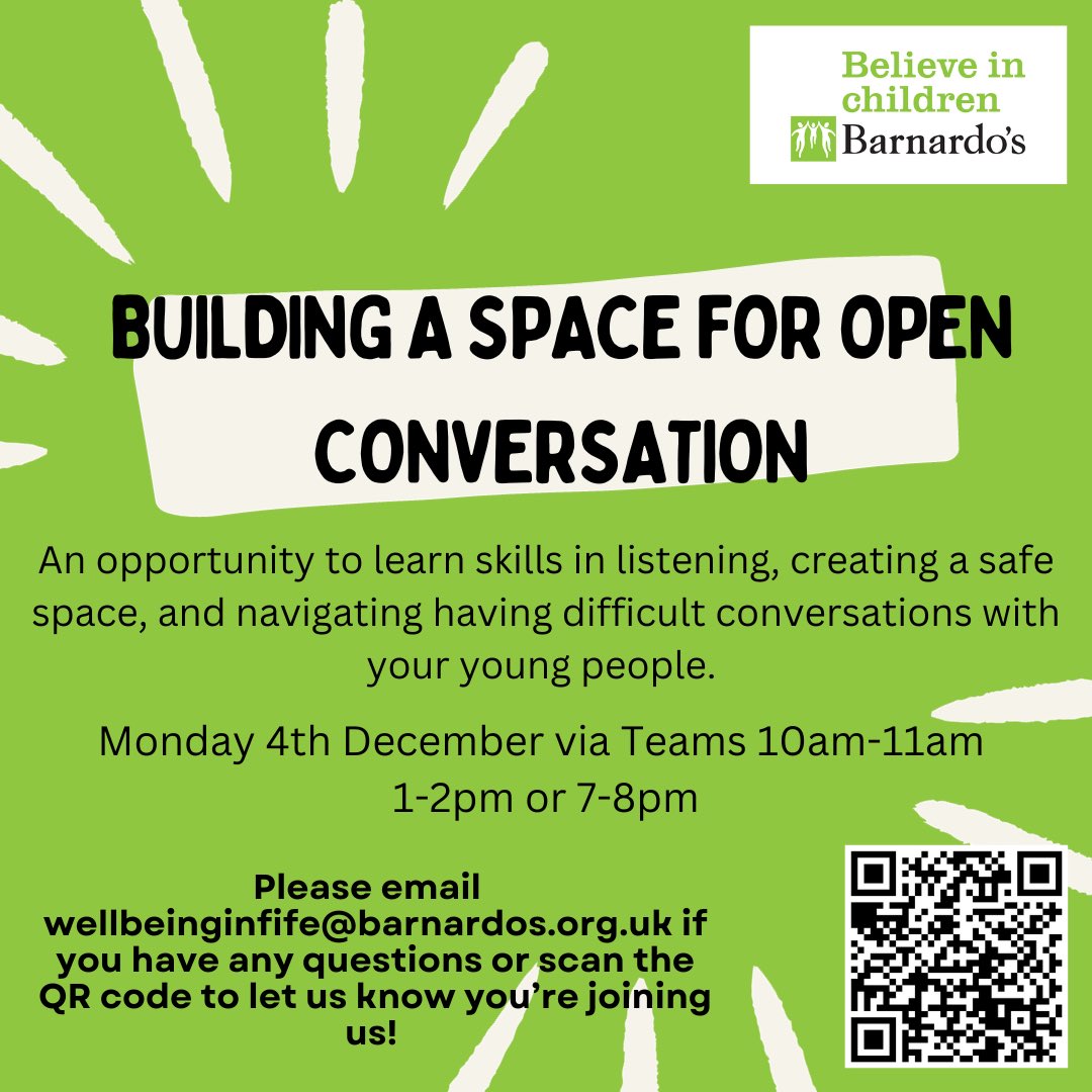 Woodmill High School (@woodmillhigh) on Twitter photo 🗣️How do you have that difficult conversation with your young person? Get advice from Barnardo’s at their ‘Building a space for open conversation’, event on Teams, Monday 4th December, details below. #WeAreWoodmill 🗣️How do you have that difficult conversation with your young person? Get advice from Barnardo’s at their ‘Building a space for open conversation’, event on Teams, Monday 4th December, details below. #WeAreWoodmill