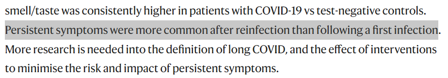 nature.com/articles/s4146… Long Covid - 'Persistent symptoms were more common after reinfection than following a first infection'