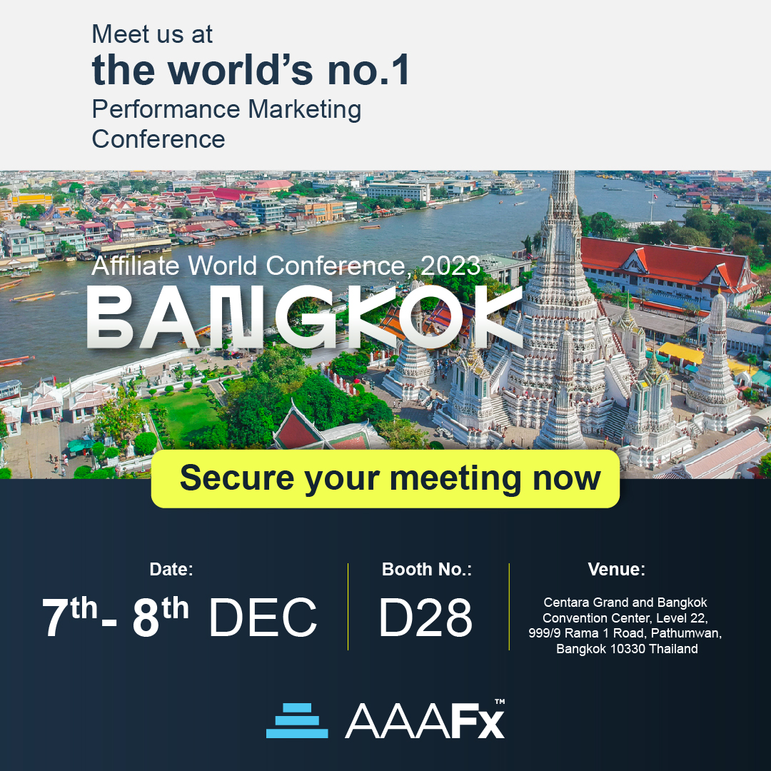 AAAFxOfficial's tweet image. Join us at the #AWCConference in Bangkok! Discover the latest trends, strategies, and innovations in performance marketing. We&apos;re eager to welcome you – don&apos;t miss out! 

Say hi to new possibilities!

 #AWC2023 #PerformanceMarketing #BangkokConference #MarketingMinds #Bangkok