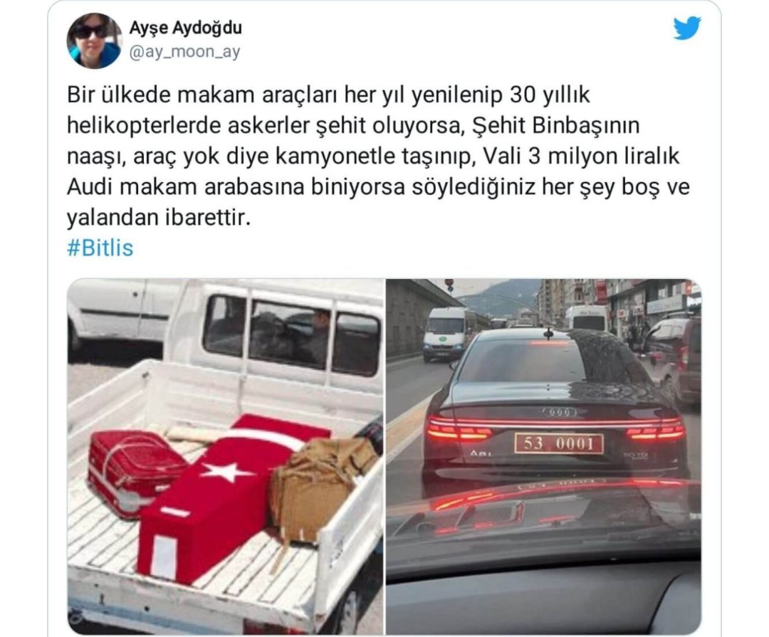 ParisZeynep's tweet photo. Şehit cenazeleri #Kamyonet arkasında gelirken, #Sarayda 12 adet özel uçak beklerken biri bile #Şehitler için çalışmıyorsa, #ŞehitAnalarının yüzüne bakacak yüzü olmaz insan olanın.

Hala inanıp, kanan varsa beter olun beter.

Şehit analarının elini de öpermiş..Seçimde öpersin anca https://t.co/505qca4AO0