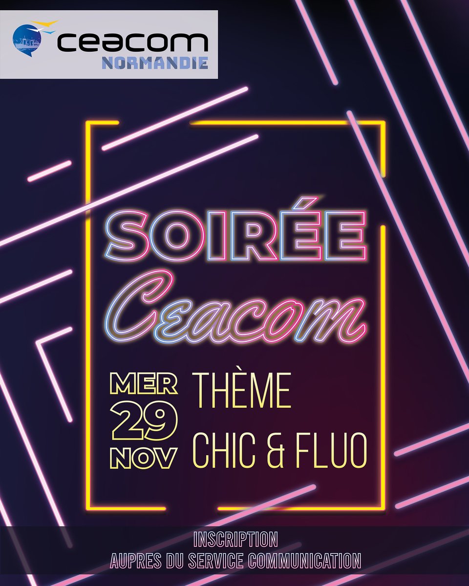 CeacomLeHavre's tweet photo. 📍 SOIRÉE DE FIN D'ANNÉE CHIC & FLUO 🥰
Vivement ce soir pour faire la fête tous ensemble !🥳
Au programme : @Rihanna avec #SarahSmith, des danseuses, #DJCali pour mettre le feu et d'autres surprises !
#SoiréeCeacom #Rihanna #RihannaDiamonds #CeacomMusic #CeacomTalent https://t.co/W2pE8kyrqB