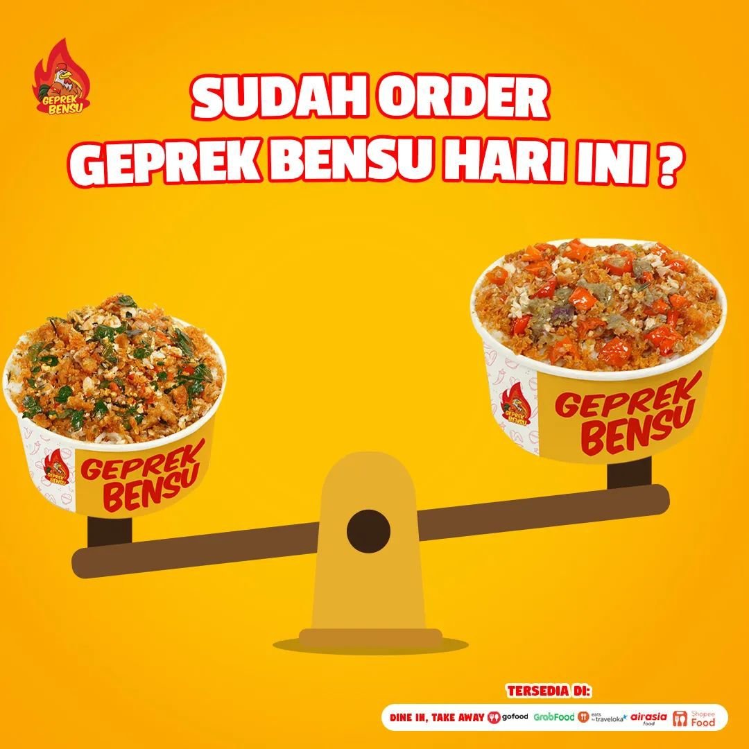 Sudah Order Geprek Bensu Hari Ini?

Kalau belum, yuk order dulu...
Ada Ayam Crumble Juga Loh .... 😋

Makan enak setiap hari dengan Geprek Bensu Bestie🤤
.
Yuk Order Geprek Bensu dulu bestie, di Geprek Bensu banyak promo menanti juga loh yang menanti kamu😉.
