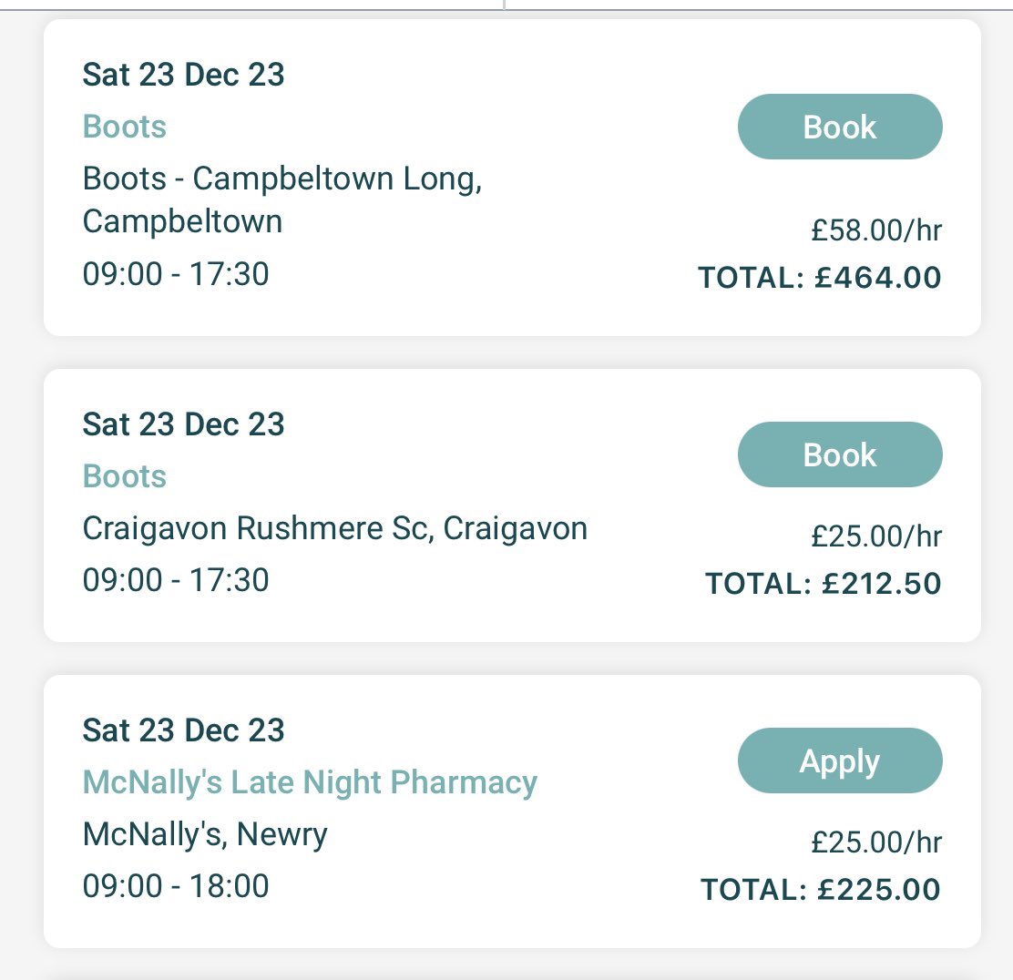 NI teachers striking today as they’re left with no other option to strike for fair pay &amp; equality #supportteachers <a href="/NASUWT/">NASUWT</a> 

Same variation happens in pharmacy, just look at the rate difference on <a href="/locatealocum/">Locate a Locum</a>

When are NI pharmacists going to stand up and strike?