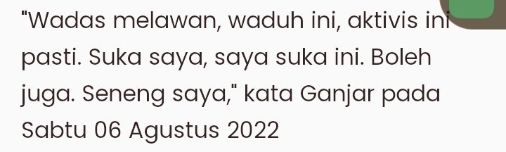 Pasti tdk asing dgn maba UGM satu ini, serukan Wadas Melawan scr lgsg di depan Ketua Keluarga Alumni UGM Pak Ganjar. Kini, sudah nyapres... Jwaban beliau, jg hanya sebatas blg 'aktivis saya suka' tp bukan dstu masalahnya. Masyarakat resah, akibat izin tambang batuan andesit.