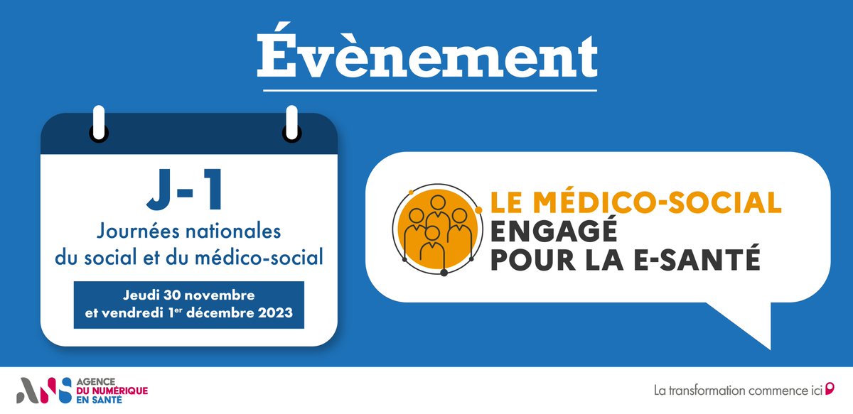 Les équipes de l'ANS, la <a href="/CNSA_actu/">CNSA</a>, l'<a href="/anap_sante/">ANAP</a>, 
la DNS (<a href="/Sante_Gouv/">Ministère de la Santé et de l'Accès aux soins</a>) et la DGOS vous attendent
nombreux pour la deuxième édition des journées 
nationales pour les secteurs social et médico-social
​
Découvrez le programme 👉 lnkd.in/eyHEJbUw