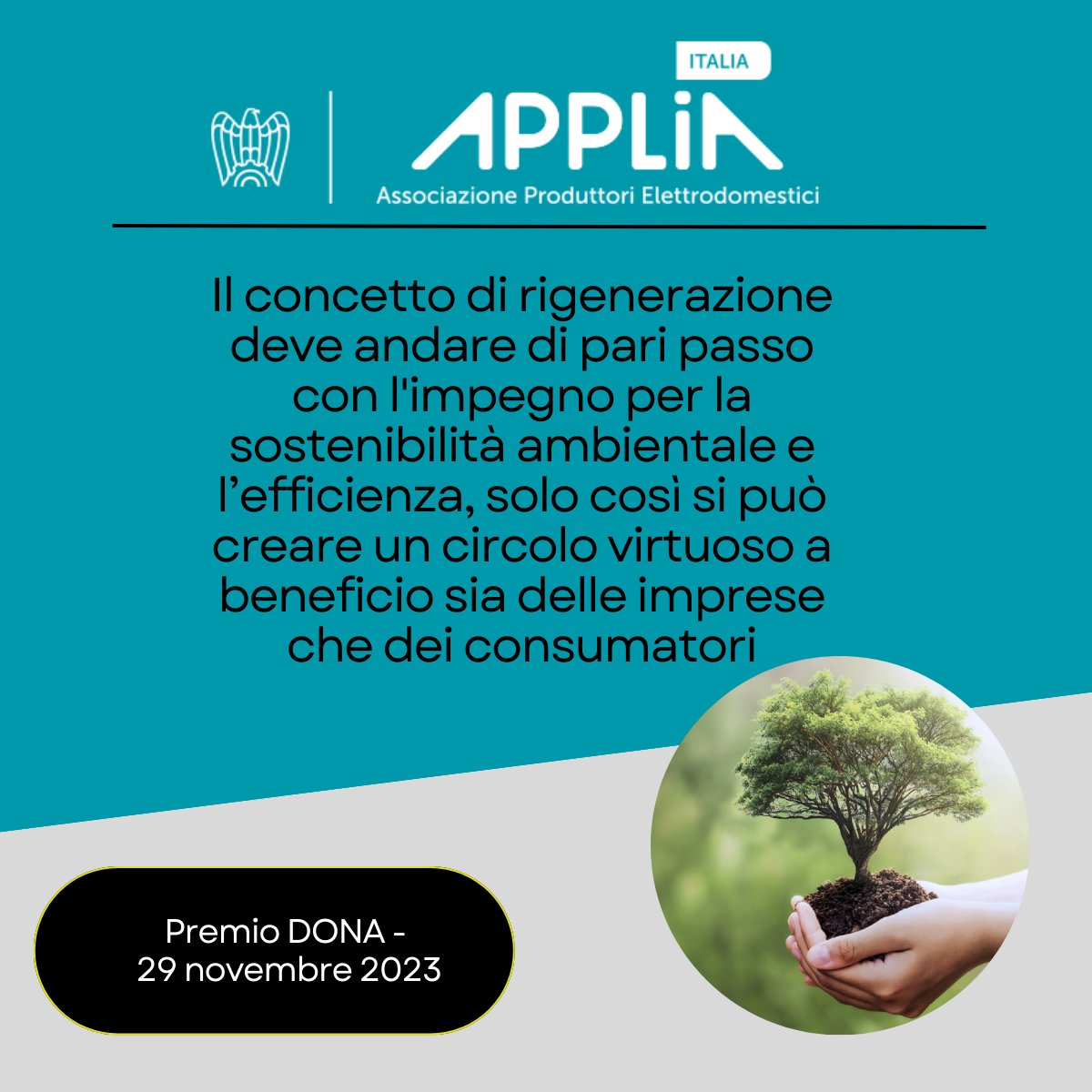 Anche per l’edizione 2023 APPLiA Italia è tra i promotori del #PremioDona di <a href="/consumatori/">Unione Nazionale Consumatori</a> . La #rigenerazione degli #elettrodomestici, se rappresenta un reale vantaggio ambientale, offre anche benefici tangibili per i consumatori in ottica di trasparenza.
