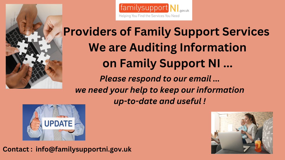 **Audit** We are currently auditing details of #FamilySupport services. PLEASE respond to our email ... We need your help to keep this #onlinedirectory up-to-date and useful !  bit.ly/46CXlSi